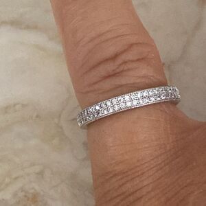 925 Sterling Silver Full Double Row Eternity Ring Cubic Zirconia